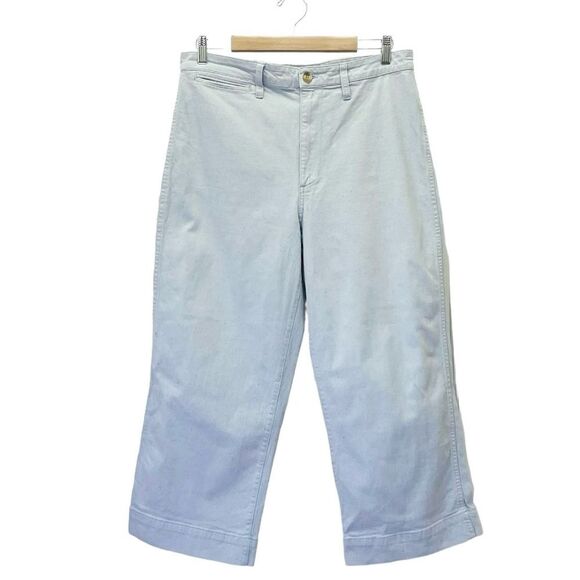 Madewell Slim Emmett Wide-Leg Crop Pants in Light Wash Chambray Speckle Size 31 - Picture 4 of 15